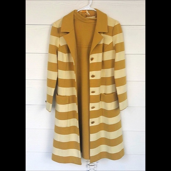 Vintage 60's Mustard Yellow Hippie Mod Mini Dress - Picture 8 of 8